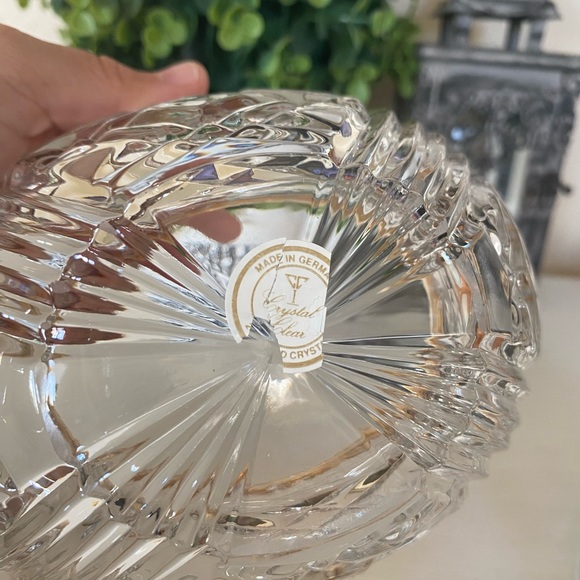 Anna Hutte Bleikristall Lead Germany Crystal Dish with lid Gold Trim Candy Dish - Picture 6 of 8
